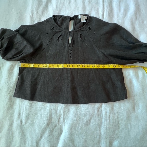 House of Harlow 1960 Revolve black linen blend cut out top puff sleeve womens XS - Picture 9 of 11